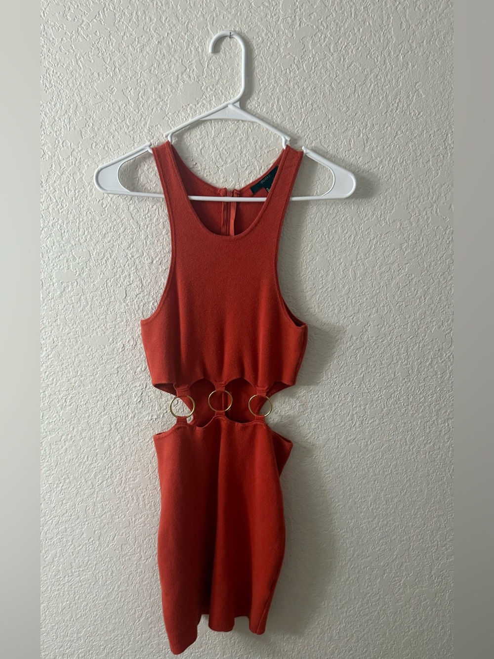 NEVER WORN-Forever 21 Rust Red Cutout Bodycon Dress with Gold Rings